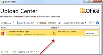 Microsoft Office Upload Center, Synchronisation