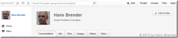 yammer, Benutzeroberfläche,englischer Sprache