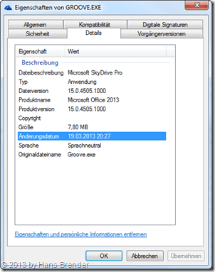 SkyDrive Pro, Groove.exe, Version