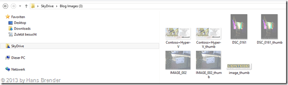 SkyDrive App unter Windows 8.1, Explorer Ansicht, Offline