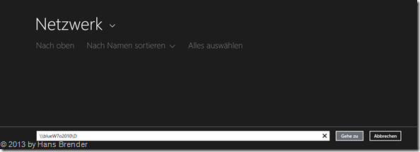 SkyDrive App unter Windows 8.1, Daten aus einem Netzwerk auswählen