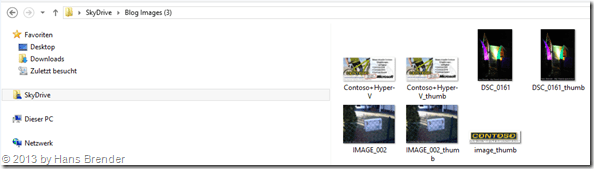 SkyDrive App unter Windows 8.1, Explorer Ansicht, Online