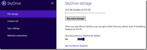 SkyDrive storage
