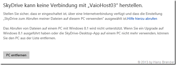 Kein Fernzugriff mehr..., SkyDrive, Windows 8.1