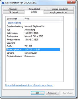 Groove.exe mit der Version 15.0.4517.1505