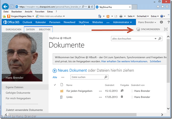 SkyDrive Pro : Erst-Synchronisierung