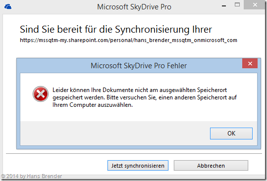 SkyDrive Pro : Fehlermeldung