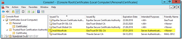 MMC: installierte Zertifikate