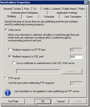 TMG Regel für Work Folders: WebServer und Protokoll