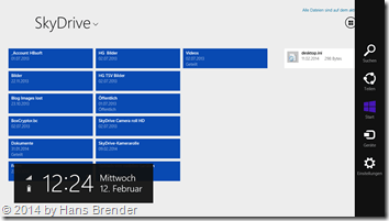 SkyDrive App - Charms-Menü