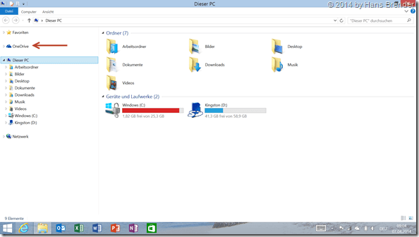 nach Windows 8.1. Update: OneDrive