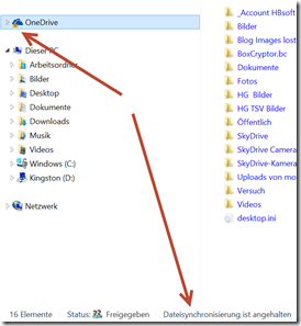OneDrive: Synchronisierungs-Status