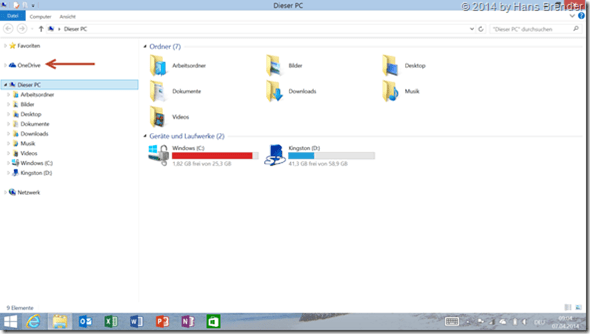 Windows 8.1 Update: Explorer and the remaned SkyDrive