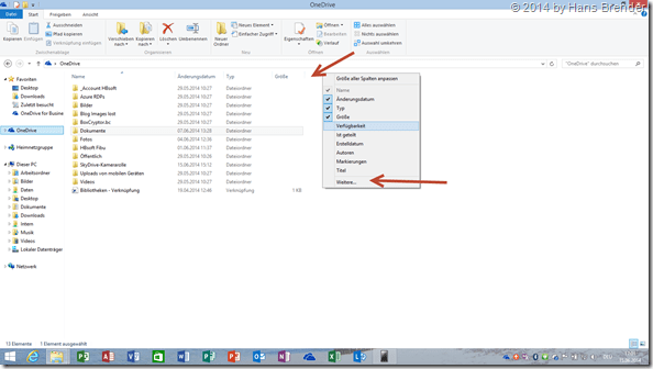 OneDrive: Windows 8.1 Explorer: Anzeige von geteilte Dateien