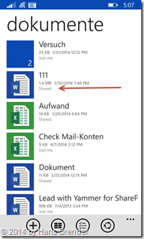 Windows Phone 8.1: Anzeige von geteilten Dateien