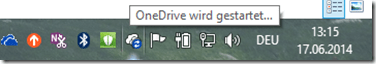 fehlerhaftes OneDrive Icon in der Infoleiste