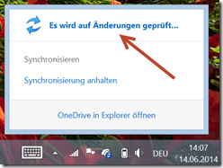 OneDrive Anzeige: erzwungenes Synchronisieren