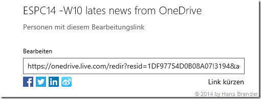 create a link in OneDrive