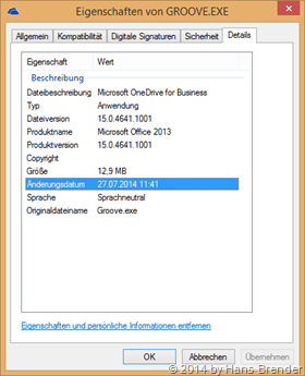 OneDrive for Business, Groove.exe, Version 15.0.4641.1001