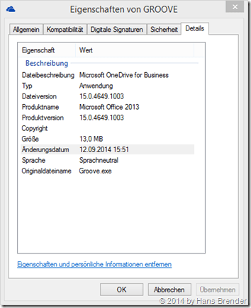 settings of Groove.exe