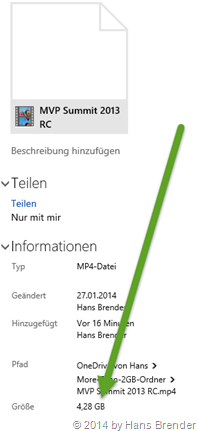 ein 4,28 GB grosses Video in (.mp4) gespeichert in OneDrive 