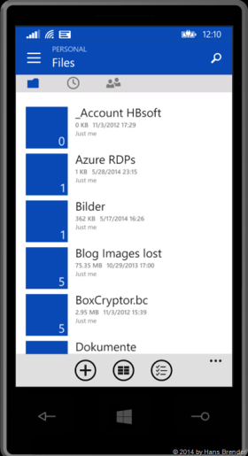Windows Phone:, OneDrive, OneDrive for Busines