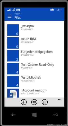 Windows Phone:, OneDrive, OneDrive for Busines