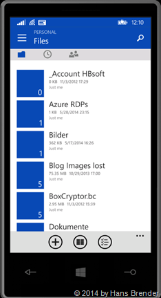 Windows Phone: OneDrive Ansicht