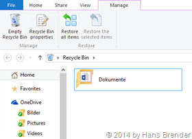Windows Tecnical Preview- Build 9879: OneDrive: Papierkorb