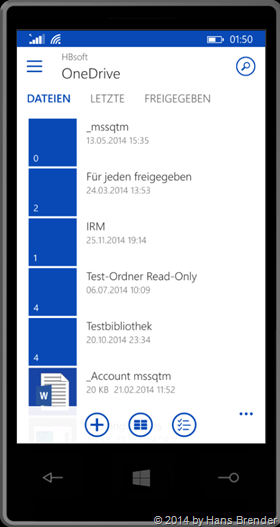 Windows Phone:, OneDrive, OneDrive for Busines