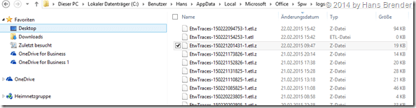 OneDrive for Business, Log-Dateien
