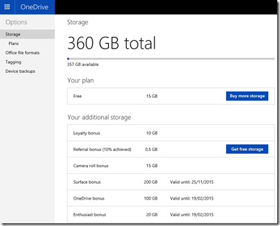 Speicher in OneDrive