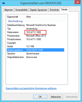 Groove.exe vor dem Update 2986244