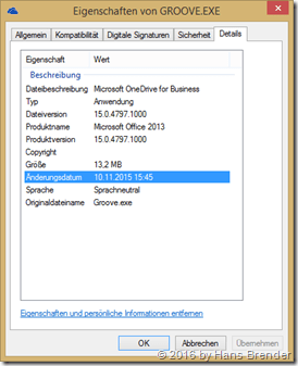 Eigenschaften des Groove Client 