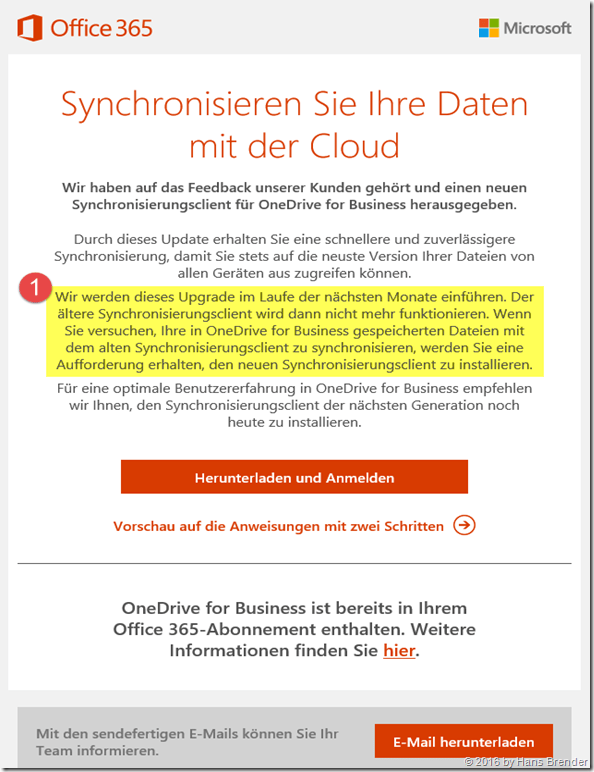 Microsoft Mail an den Office 365 Administrator