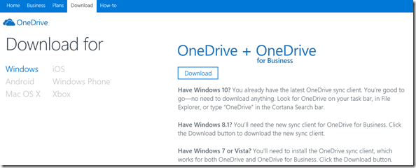 Dowload OneDrive for Business:  Next Generation Sync Client