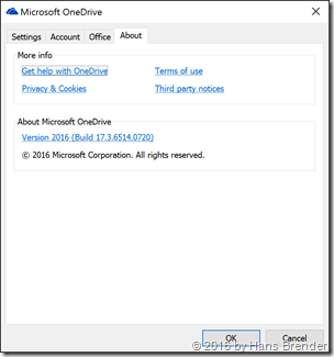 Eigenschaften des Next Generation  Sync Client Version 2016 17.3.6514.0720