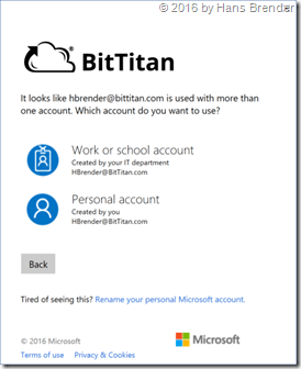 SignIn Process: Work or  Personal Account