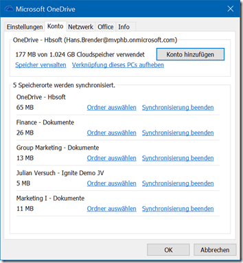 Konto-Information des NGSC mit der Version 17.3.6673.1011