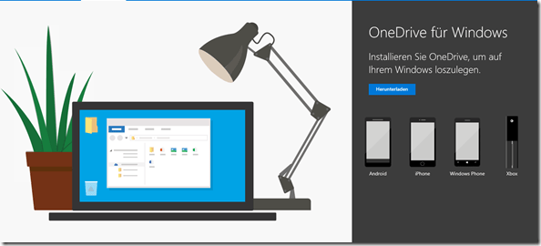 Download-Seite des Next Generation Sync Clients, OneDrive, OneDrive for Business