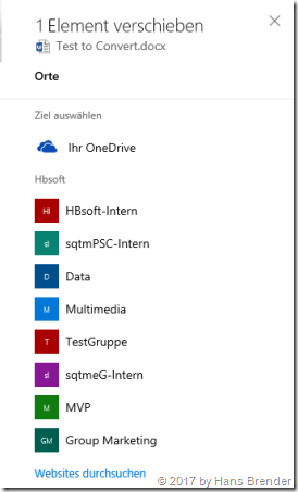 Move Files/Folders , SharePoint Team Sites, OneDrive for Business