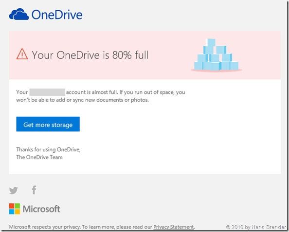 OneDrive (Personal) Speicher  verkleinert