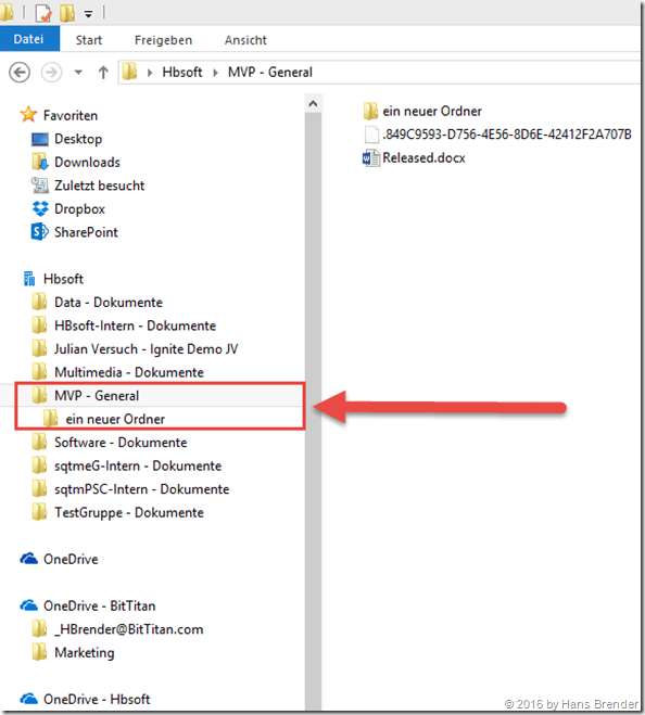 synchronisierte Ordner und Dateien aus Microsoft Teams