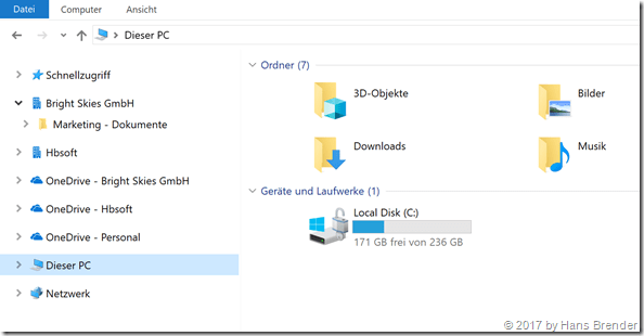 Ansicht vor de Umstellung in den Ansicht-Eigenschaften