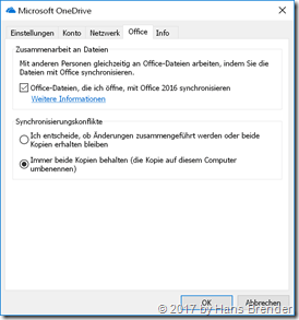 Next Generation Sync Client: Eigenschaften Office Kartenreiter