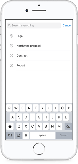 Ergebnisse bei der Sucheingabe in OneDrive  werden sofort angezeigt