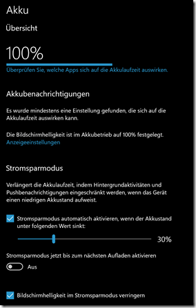Akku Einstellungen