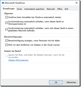 Einstellungen im Next Generation Sync Client