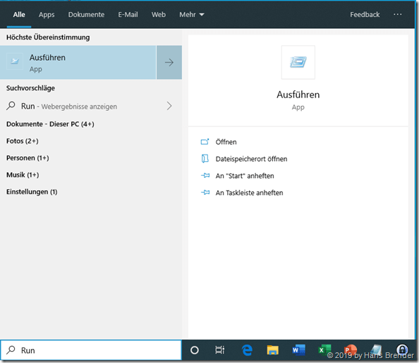 Aufruf der Ausf&uuml;hren App