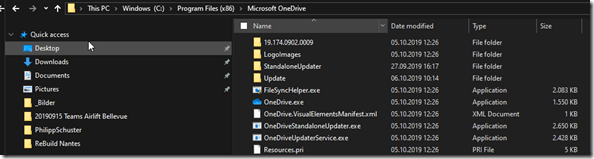 OneDrive Program: Storage location